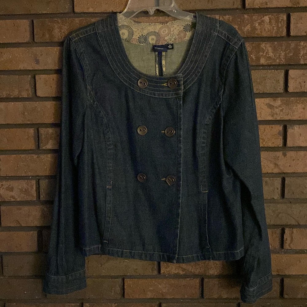 Sonoma XL Double Breasted Denim Jacket Dark Wash Belted Back Womens - Picture 4 of 11